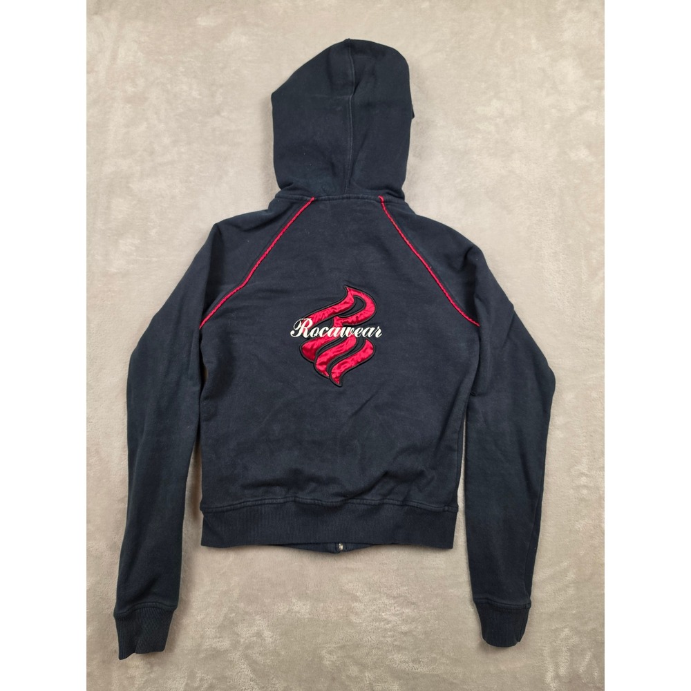Vintage Rocawear Full Zip Hoodie Womens Juniors M Red Trim Y2K Streetwear *Read
